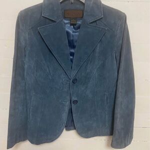 Sienna Blue Suede Leather Women's Blazer
